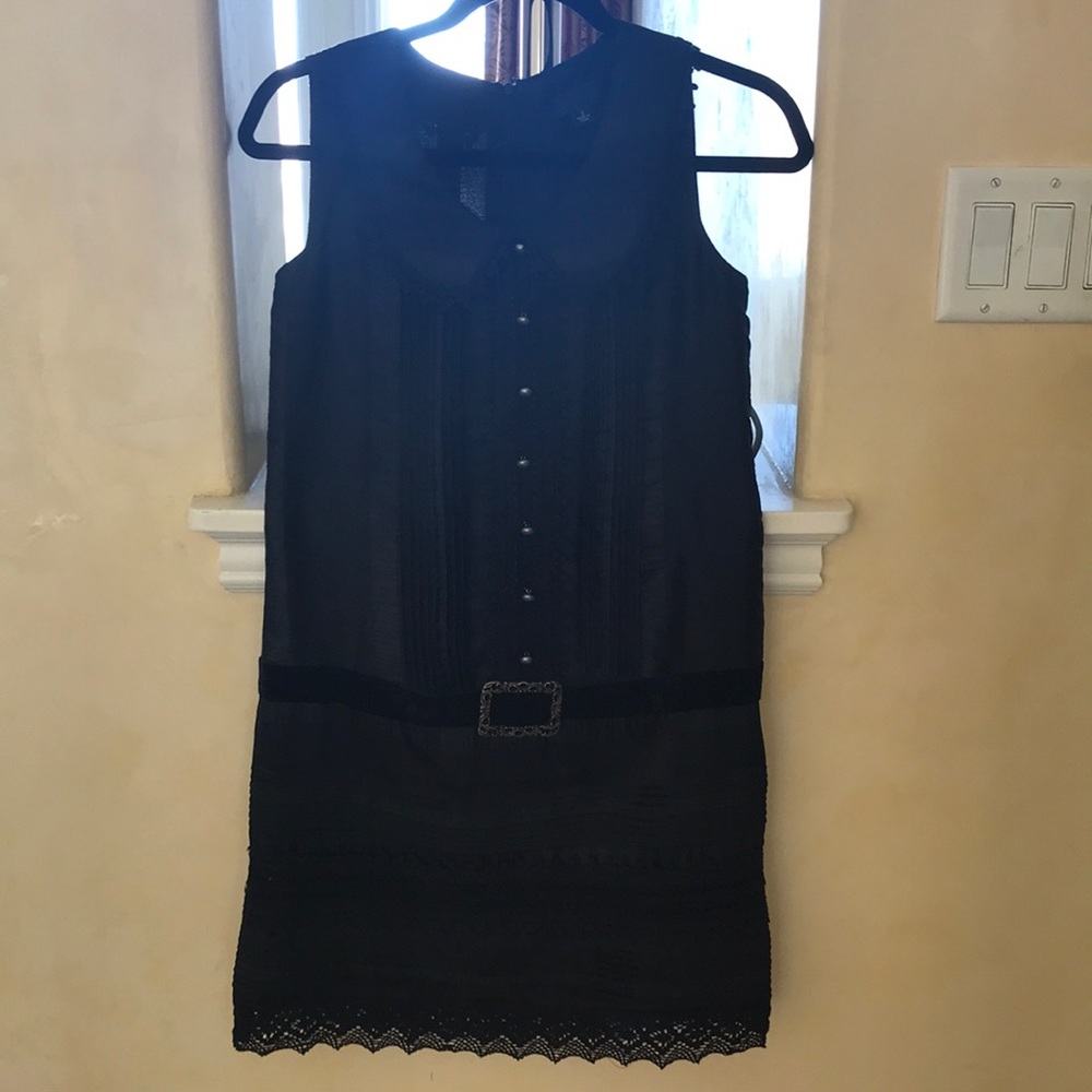 Black Belted Silky Shirt Dress